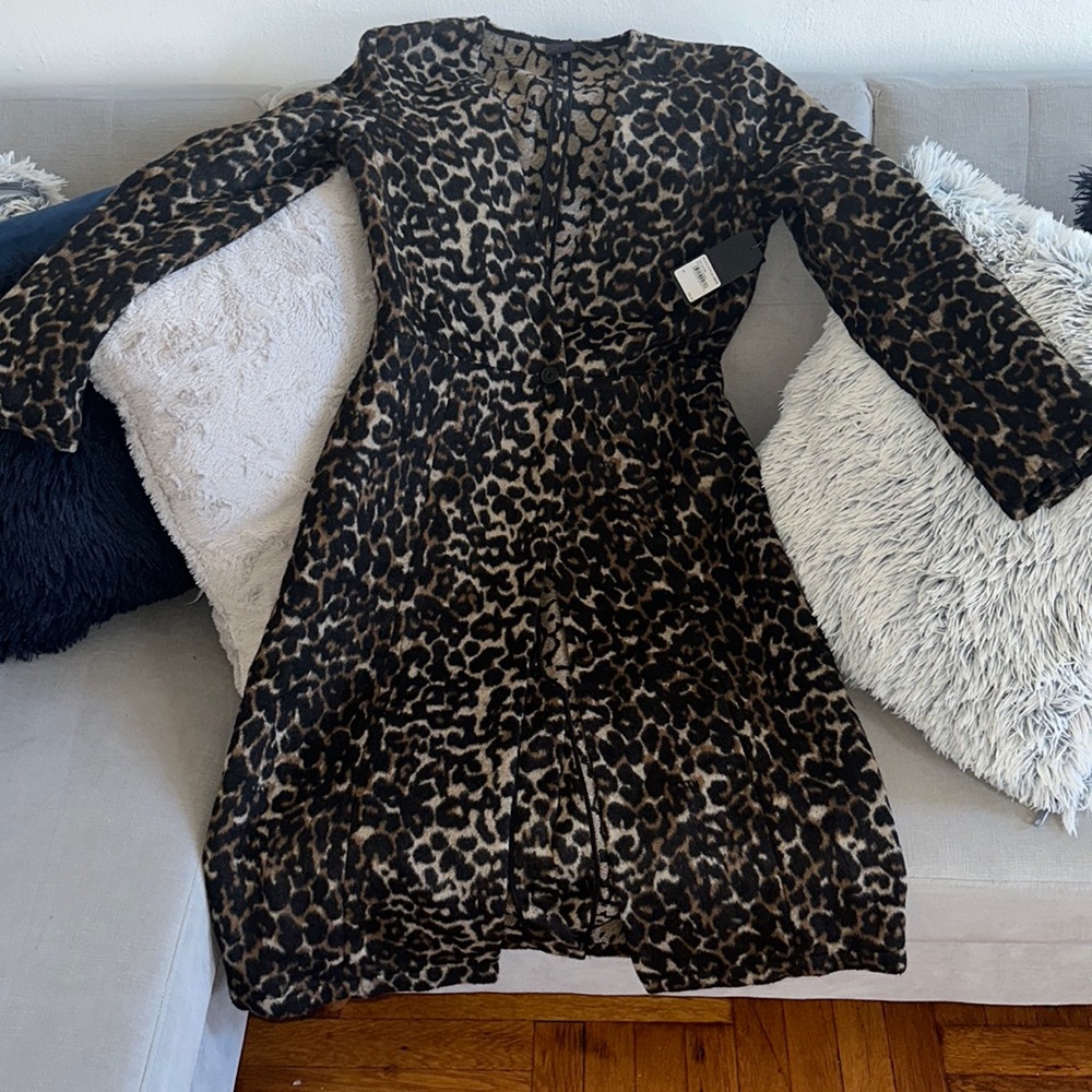 NEW Free Press On Button Leopard Print Jacket